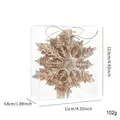 Set da 6 fiocchi di neve dorati da 11 cm in plastica in una scatola trasparente - Fiocco di Neve Champagne (Confezione da 6)