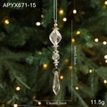 Clear acrylic beaded icicle drop ornament for Christmas tree decor, 5.5 inch length - Transparent Pendant Style J (APYX671-15)