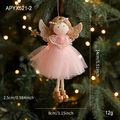 Poupée ange de Noël rose en peluche avec ailes dorées et baguette étoile, taille 14cm - Pendentif Ange Rose