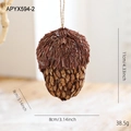 Ciondolo rustico a pigna in fette di legno naturale con corda di iuta e altezza di 11cm - Pendaglio a Pigna in Pezzi di Legno 11CM (APYX594-2)