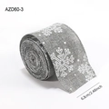 Nastro natalizio in lino grigio con fiocchi di neve bianchi in rotolo da 6,3 cm - Grigio
