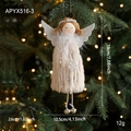 Plush Christmas angel girl pendant with silver wings and bells in champagne beige - Gray