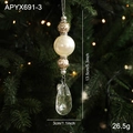 Golden beads and faux pearl Christmas ornament with clear crystal teardrop pendant - Pearl Pendant Style B (APYX691-3)