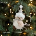 Uccellino di peluche beige con cappello glitterato argento su base in ramo rustico - Uccello sul Ramo