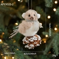 Uccellino di peluche grigio con paraorecchie e sciarpa argento per albero Natale - Uccellino con Pigna