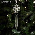 Elegant 13cm crystal acrylic Christmas ornament with water drop pendant and silver ring - Transparent Pendant Style H (APYX691-1)