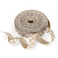 Nastro natalizio in finto lino a pois bianchi per confezioni regalo fai da te - Stile a pois bianchi / 3,8 cm di Larghezza x 200 cm di Lunghezza