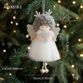 Ciondolo angelo di Natale con cappello di peluche grigio e corna di renna - Pendaglio Angelo Grigio / Grigio
