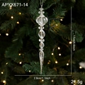 Transparent acrylic faceted icicle Christmas ornament hanging on a festive tree - Transparent Pendant Style I (APYX671-14)