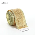 Golden sequin ribbon 3.8cm width with metallic reflective finish for festive decor - Gold