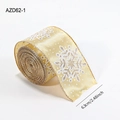 Ruban de Noël doré avec flocons de neige, pois blancs et bordure métallique dorée, 6,3 cm - Doré