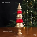 Árbol de Navidad cónico de terciopelo rojo y lentejuelas doradas con base de madera - Adorno Árbol de Pagoda Pequeño