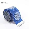 Ruban de Noël bleu de 6,3 cm avec flocons d'argent et bords filaires pour cadeaux - Bleu