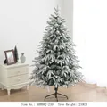 210cm dense snow-flocked Christmas tree with red berries and metal stand base - Mixed Leaf Snow F Style / 210cm