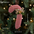 Bastón de caramelo navideño a rayas rojas y blancas con lazo de arpillera y campana dorada - Estilo Rayado Rojo y Blanco (APYX513-3)