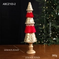 Árbol de Navidad 53cm de terciopelo rojo y dorado con lentejuelas y madera - Adorno Árbol de Pagoda Grande