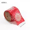Ruban de Noël rouge avec flocons dorés et pois blancs, 6,3 cm de large pour cadeaux - Rouge