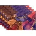 Set of 4 linen placemats featuring watercolor marble patterns and gold ink textures - Dark Red Gold Pattern(11)