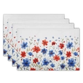 Set of 4 linen placemats with vibrant red and blue watercolor floral patterns - Red Blue Art Floral (14)