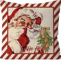 Vintage linen Christmas pillow cover with Santa Claus and Ho Ho Ho festive holiday pattern - Santa Claus Style(1) / 45x45cm (Linen)