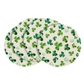 Set of 4 round linen placemats with green St. Patrick's Day clover watercolor pattern - St Patrick Day Clover Style