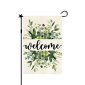 Outdoor garden flag featuring watercolor greenery and black Welcome typography - Succulent Greenery welcome (23) / 30x45cm