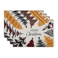 Set of 4 linen placemats featuring colorful abstract Christmas trees and holiday greetings - Abstract Geometric Christmas Trees Style (12)