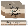 Detail of Christmas placemats and table runner set with Merry and Bright snowflake print - Striped Merry and Bright (6) / 5-Piece Set (4 Placemats + 1 Table Runner)
