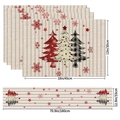 Christmas placemat and table runner set dimensions with festive tree patterns - Plaid Three Trees Style (7) / 5-Piece Set (4 Placemats + 1 Table Runner)