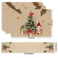 Christmas table runner and placemat set with gnome and holiday gift box patterns - Vintage Hemp Gnomes (2) / 5-Piece Set (4 Placemats + 1 Table Runner)