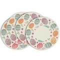 Set of 4 round linen table mats featuring Easter eggs and floral patterns for kitchen decor - Easter Colorful Egg Style