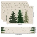 Linen Christmas table runner and placemat set with green trees and golden snowflakes - Light Green Snowflake Trees (9) / 5-Piece Set (4 Placemats + 1 Table Runner)
