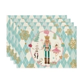 Set de 4 sets de table de Noël en lin avec motif casse-noisette et losanges bleu clair - Style Illustration Conte De Casse-Noisette (2)