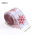 Ruban de Noël blanc avec flocons de neige rouges pailletés et bords cousus, 6.3cm large - Blanc