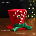Ornamento cappello natalizio in velluto rosso con fiocco verde e bastoncini - Addobbo Cilindro Piccolo