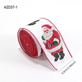 Nastro natalizio in juta con stampa Babbo Natale e bordi cuciti rossi, larghezza 6,3 cm - Babbo Natale Bianco (AZD37-1)