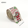 6.3cm wide burlap Christmas ribbon featuring Santa Claus and Merry Christmas print - Khaki Santa Claus (AZD45-5)