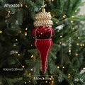Addobbo per albero di Natale in velluto rosso con motivi a stelle dorate e paillettes - Pendaglio Conchiglia