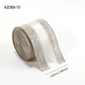 6.3cm champagne gold glitter ribbon with white satin stripe for Christmas decor - 6.3cm x 2m / Champagne Gold Stripe Patchwork Style