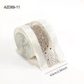 Champagne gold glitter mesh ribbon roll with satin border for Christmas gift wrapping - 6.3cm x 2m / White Mesh Hollow Stripe Style