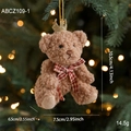 Brown teddy bear plush charm with crown and bow, size 10.5cm for Christmas decor - Crown Bear Pendant