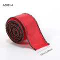 Rotes Weihnachts-Satinband mit rot-grünem Spiralkanten, 3.5cm breit für Geschenkdeko - Rot