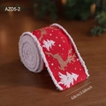Cinta navideña roja de 6,8cm con bordes de pelo blanco, renos dorados y árboles - Cinta Alce 6.8CM / 2 Metros