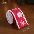 Cinta navideña roja de 5,3 cm con estampado de Papá Noel y bordes de piel sintética - Cinta Papá Noel 5.3CM / 2 Metros
