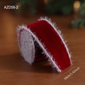 3,6cm burgunderrotes Samt-Weihnachtsband mit weißem Kunstpelzrand für Geschenke - 3.6CM Weinrotes Band / 2 Meter