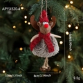 Ciondolo natalizio a forma di renna in peluche con sciarpa rossa e piccoli campanelli - Stile Renna con Sciarpa