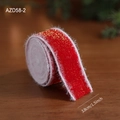 Rotes Weihnachtssamtband mit goldenem Glitzer und weißem Kunstfellrand, 3,8 cm breit - 3.8CM Glitzer Band / 2 Meter