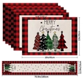 Juego de camino de mesa y manteles individuales navideños con cuadros rojos y negros - Árbol de Navidad a cuadros Buffalo (21) / Juego De Camino De Mesa Y Manteles Individuales