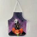 Halloween purple apron with glowing full moon, bats and pumpkins for spooky party decor - Purple Night Sky With Pumpkin And Castle (11) / 50*70