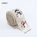Christmas burlap ribbon featuring colorful snowman print for gift wrapping and tree decor - Khaki Snowman